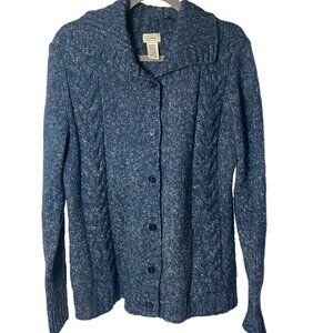 LL BEAN Women's XL-Reg Cardigan Sweater, Navy Blue, Wool Blend, Buttons